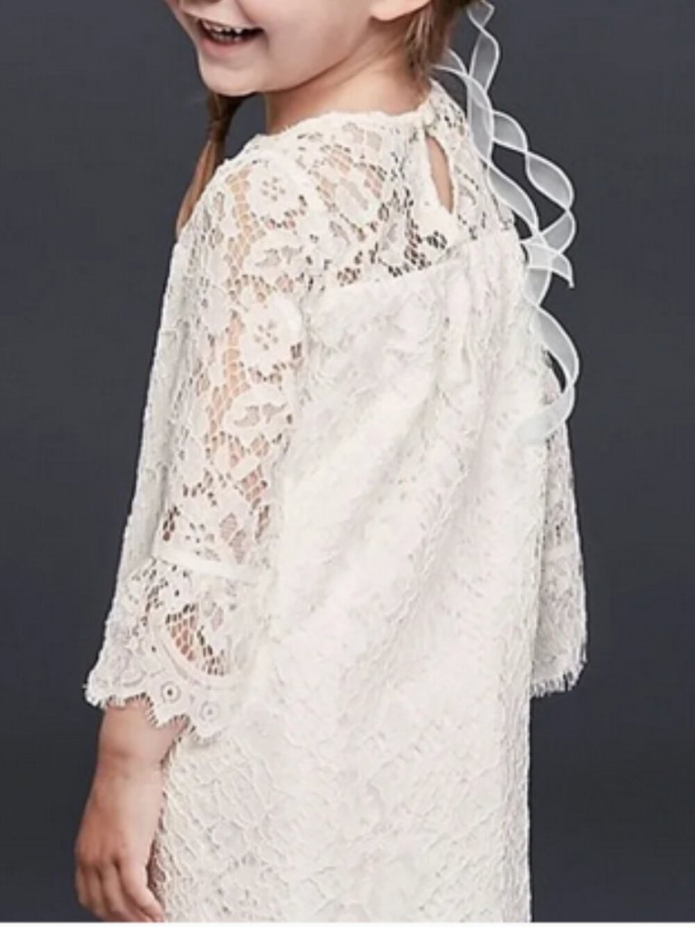 David's Bridal flower girl lace sheath dress, Sz 10. - Picture 2 of 10
